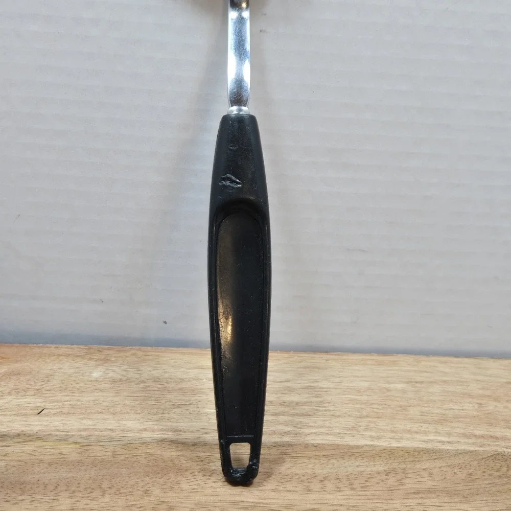 Vintage‎ Stainless Steel Slotted Turner Spatula Black Handle Kitchen Utensil